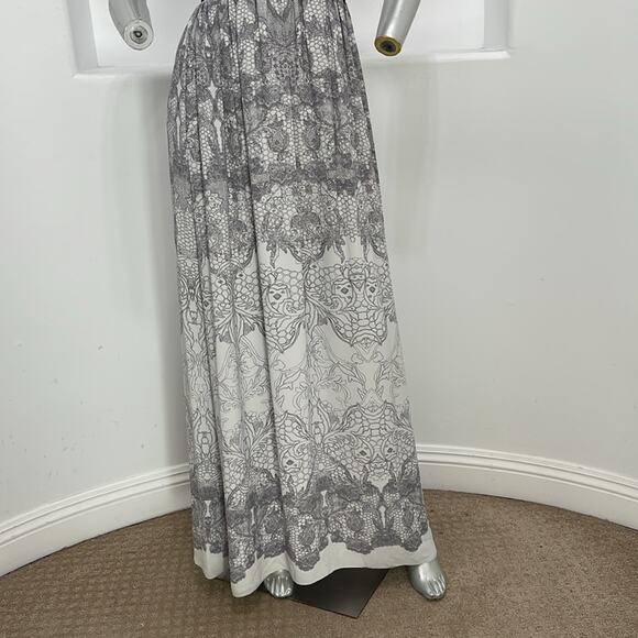 Bcbgmaxazria Amber Strapless Maxi Dress Party Cocktail White Gray Print  Size 2 - Picture 6 of 16